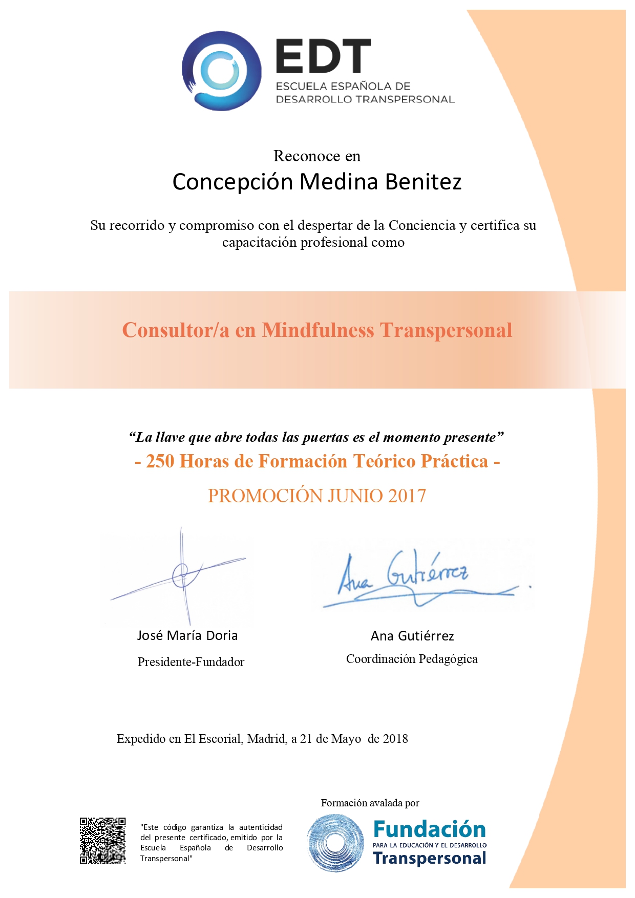 Mindfulness Transpersonal, Conchi Medina